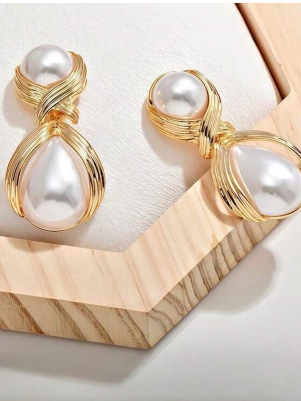 Gold-Tone Pearl Drop Earrings - White Pearl - Picture 4 of 5